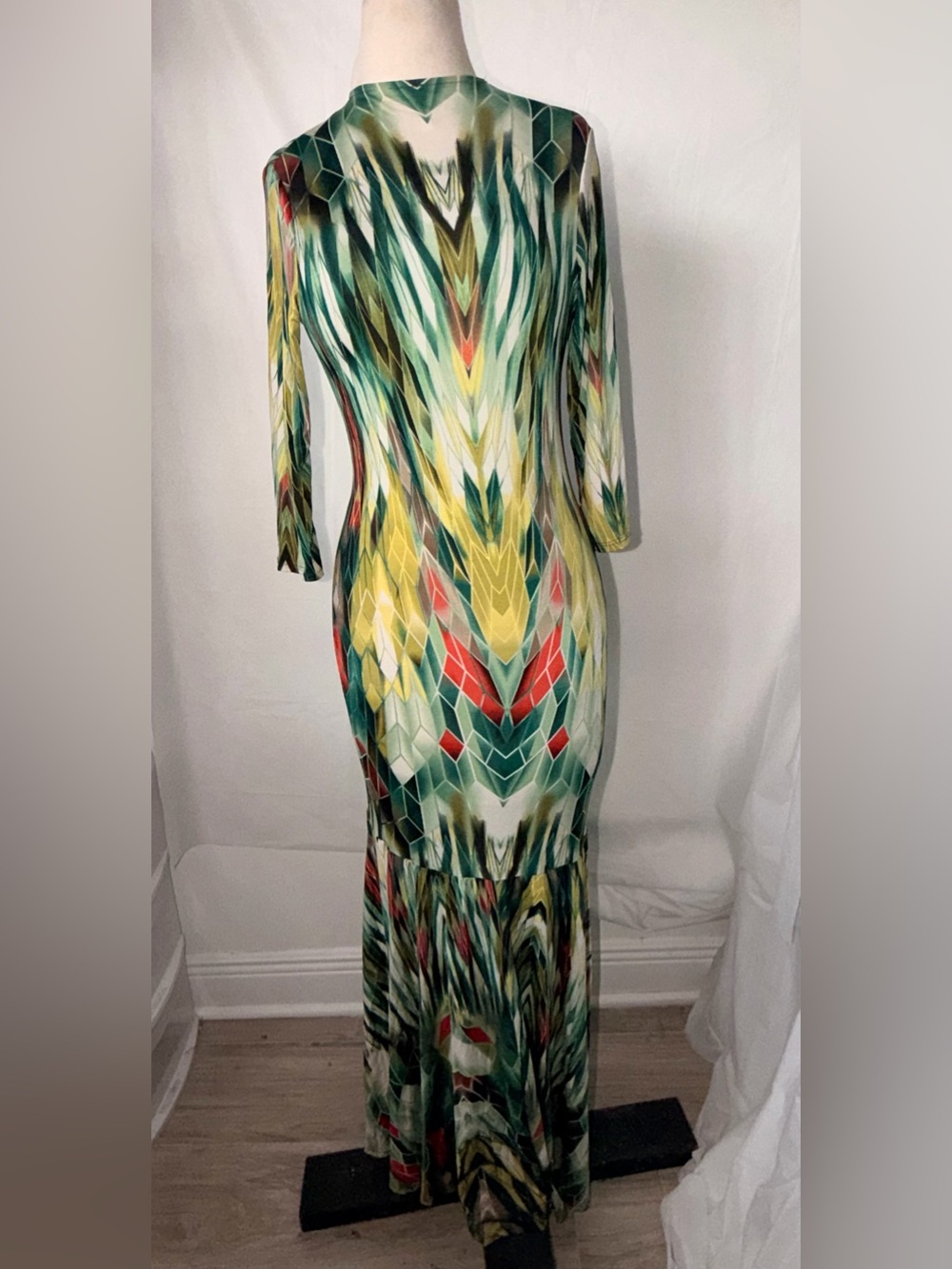 Auditions Multi-Color Geometric Maxi Dress - Green, Yellow & Red